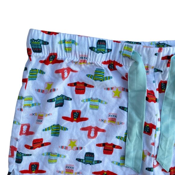 NWT Old Navy Flannel Ugly Christmas Sweater Sleep Shorts Sz M Holiday Loungewear - Picture 4 of 9